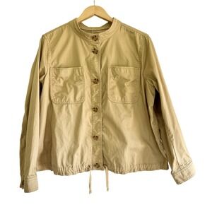 Talbots Plus Size 1X Tan Cotton‎ Button Down Utility Jacket Blouse
